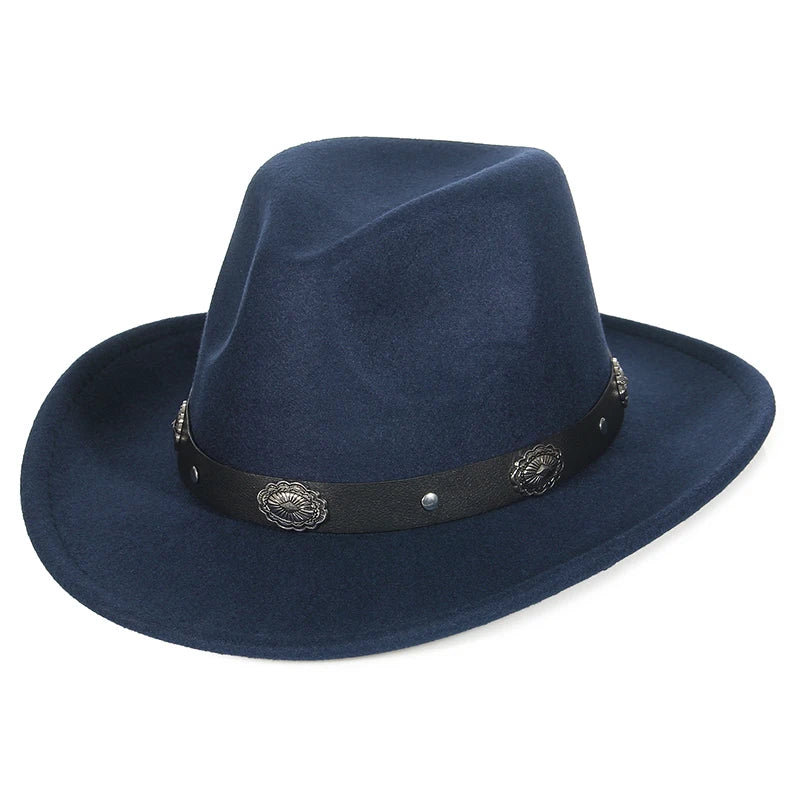 Autumn Winter Western Cowboy Hat for Men Women Wide Brim Fedora Jazz Hats Cowgirl Hat with Belt | Kimlud Outdoor Mid...