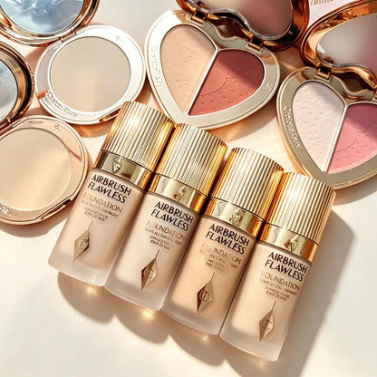 Charlotte 4 Colors Pink Diamond Heart-Shaped Lipstick Luminous Lip Glow and Two Color Heart Shape Powder Blusher Tilbury Makeup