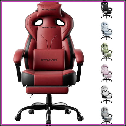 GTPLAYER Ergonomic Gaming Chair, High Back with Footrest, Wide Seat, Lumbar Support, Wine Red | Kimlud Gaming Luxury Chair