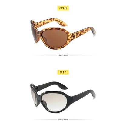 Oversized Y2K Sunglasses Women Lady Trendy Big Frame Vintage Wrap Around Glasses Fashion Punk Silver Shades - Kimlud