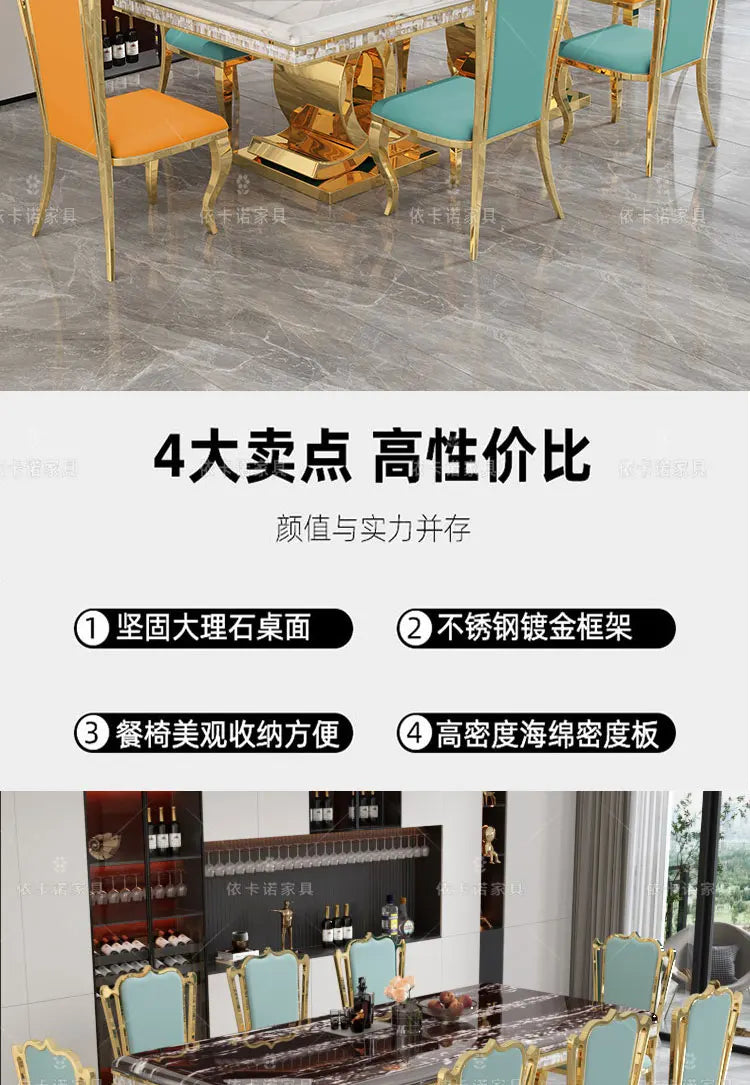 Kitchen Marble Dining Table Restaurant Side Chairs Living Room Study Dining Table Writing Office Muebles Commercial Furniture - Kimlud