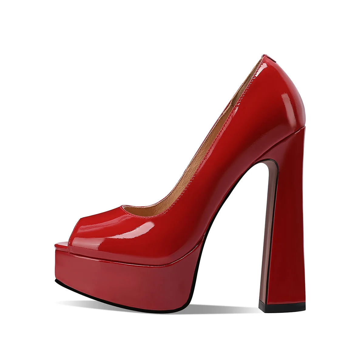 Arden Furtado 2025 Summer Cow patent leather peep toe Pumps Round toe Platform Super high heel Single shoe Wedding shoes...