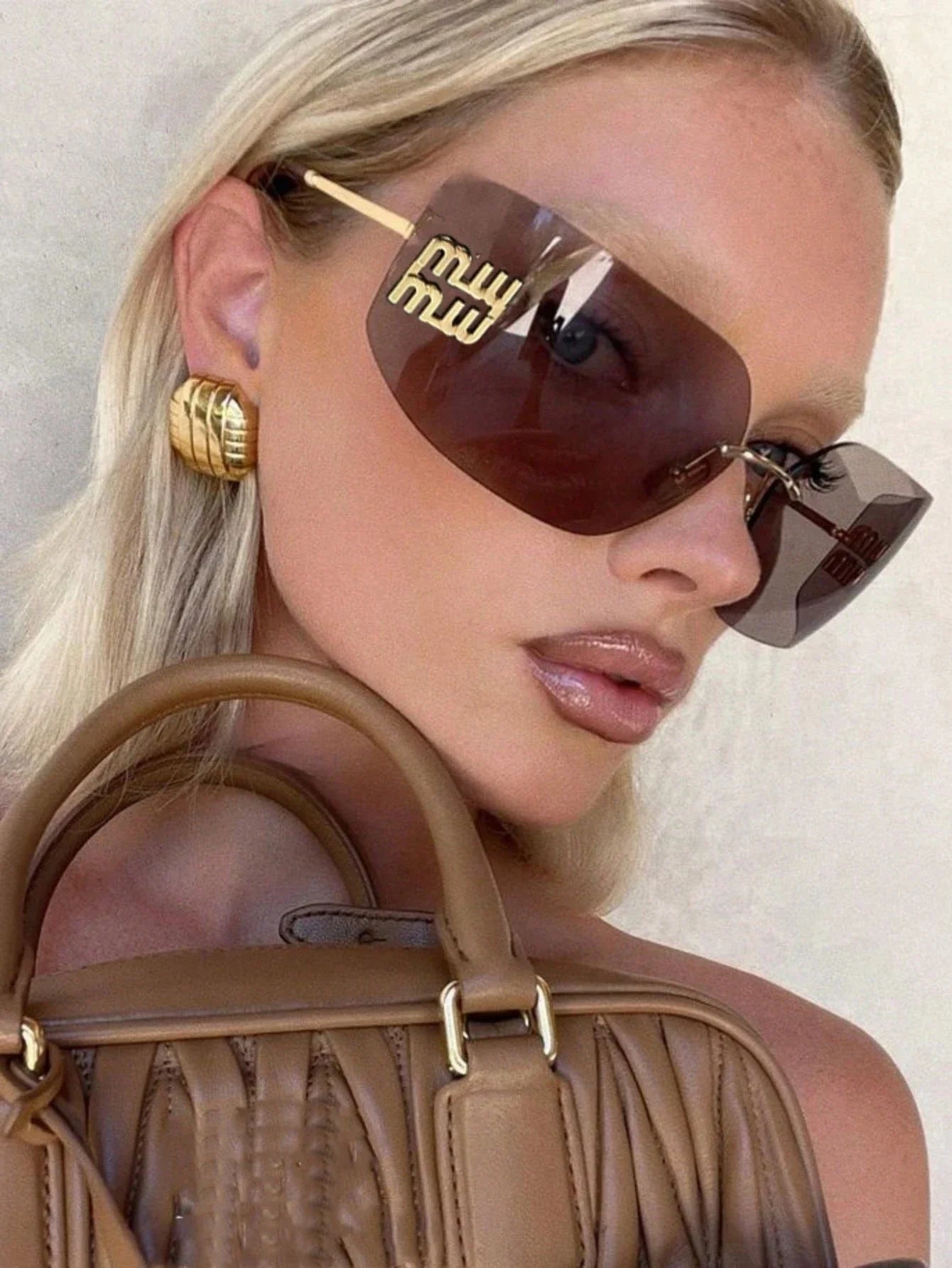 Retro Square Fashion Glasses Unisex Frameless 1 Pair Large Lens Multifunctional Beach Vacation Travel Accessory Stylish Eyewear - Kimlud