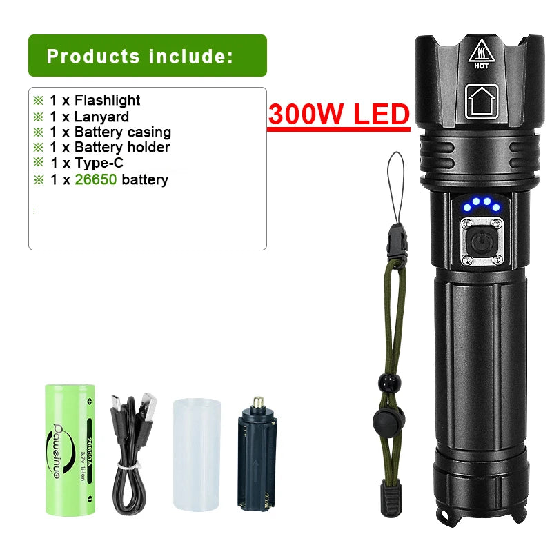 Most Powerful LED Flashlight USB Rechargeable Torch Light High Power Flashlight Tactical Lantern Long Shot Hand Lamp For Camping