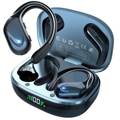 Bluetooth 5.3 Earphones True Wireless Headphones with Mic Button Control Noise Reduction Earhooks Waterproof Headset for...