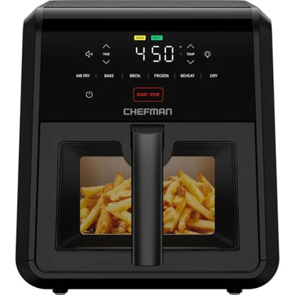 Air Fryer TurboFry 7-Qt 6-in-1 High-Powered 450F Cooking for Crispier Results Compact Space-Saving Design Air Fry Bake Broil Re