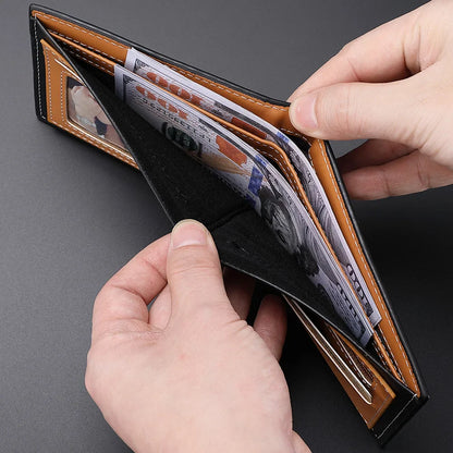 New PU Leather Carbon Fiber Short Wallet For Men Credit Card Holders, Zipper Coin Wallet