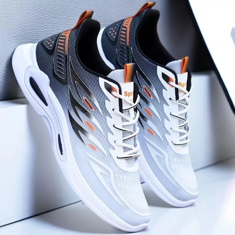 Summer Sneakers for Men Mesh Breathable Running Shoe Lace Up Trend Wear Resistant Platform Shoes Comfortable Soft Sole Men Shoes