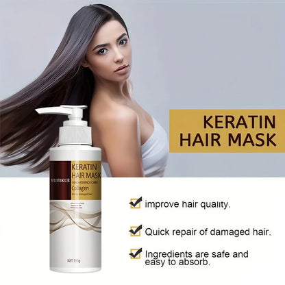 Keratin hair mask, maca extract and collagen, deeply moisturizing, suitable for normal hair types and all hair types
