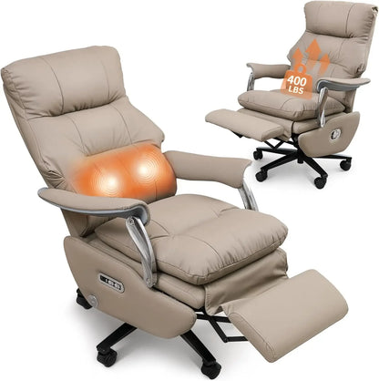 Ergonomic Executive Office Chair with Footrest Sustainable Leather Electric Reclining Massage Home Desk Chair