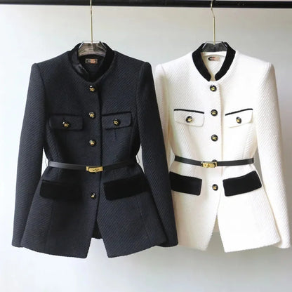 Women Blazer Coat New 2025 Autumn Long Sleeve Casual Single-breasted Elegant Office Waist Ladies Suit Coat Tops Female Outerwear
