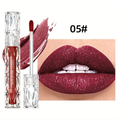 Diamond Liquid Lipstick Moisturizing Lasting Purple Sparkling Waterproof Lip Gloss Matte Glitter Lipstick Korean Makeup