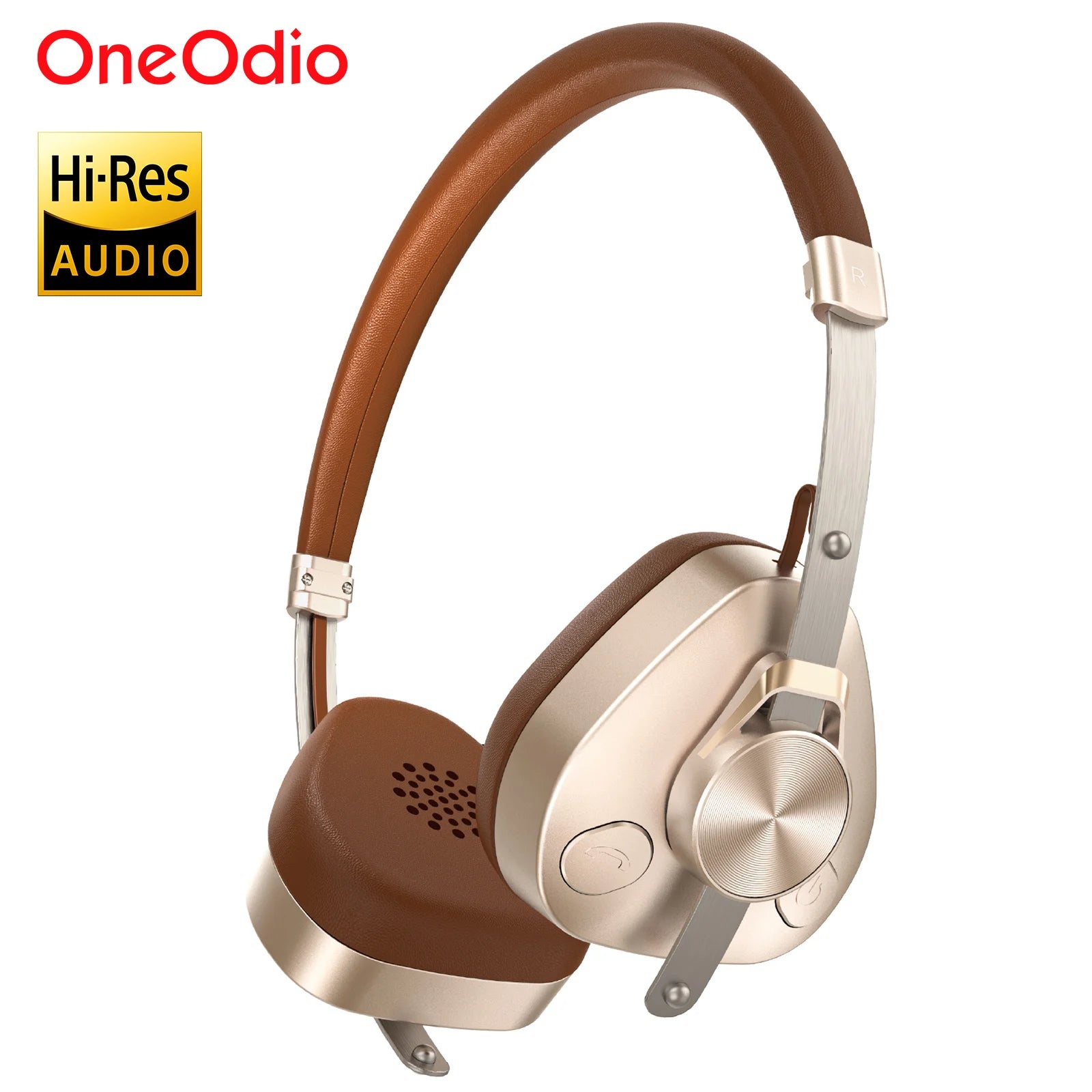 Oneodio F4 Retro Wireless Bluetooth Headphones Hi-Res Audio On Ear Bluetooth 5.4 Headset With Microphone Metal HiFi Headphones