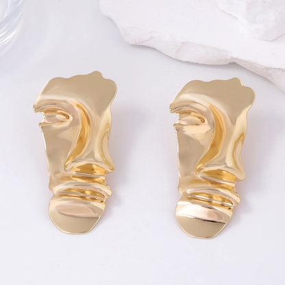 Digadagu Simple Portrait Face Stud Earrings Metal Exaggerated Earrings New Women's Daily Jewelry AccessoriesZAA