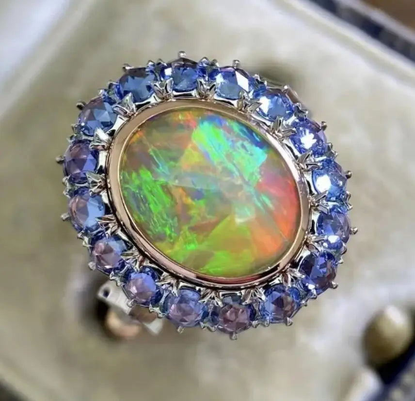 Fashion Oval Shape Color Diamond Rings Personal For Women Party Accessories Gifts Custom Jewelry