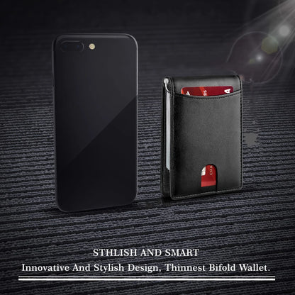 Men's Leather Wallet, RFID Blocking Anti-theft Wallet, Multi-card Card Holder, Money Clip