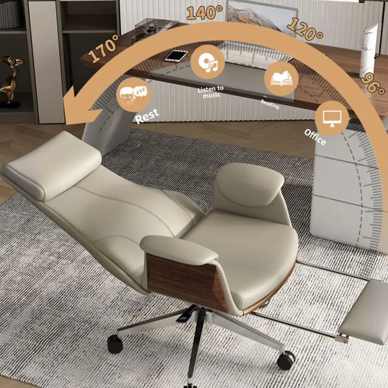 High end boss chair, genuine leather office chair, CEO computer, ergonomic, sedentary, swivel chair that can be reclined...