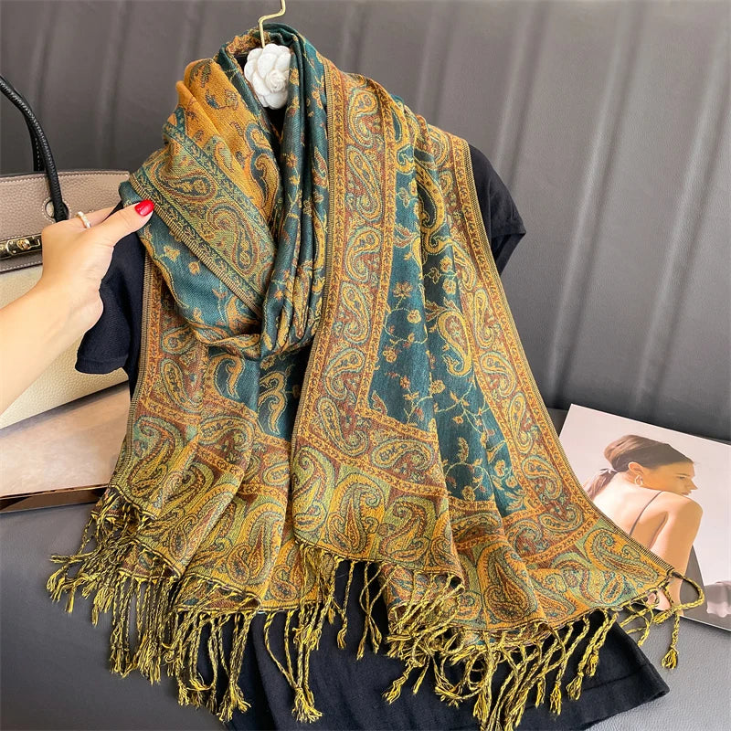 Luxury Brand Autumn Cashmere Pashmina Shawl Lady Wrap Warm Winter Scarves Design Print Female Foulard Cotton Stoles...