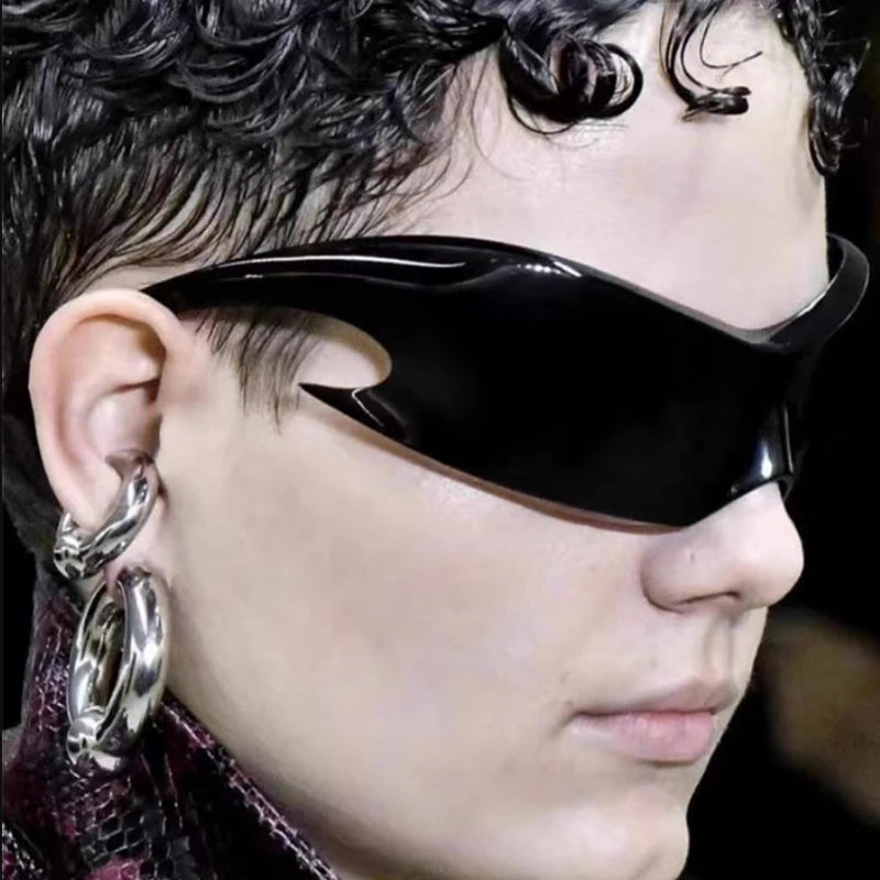 Women Men Unique Punk Style Sunglasses Luxury Brand Sports Goggle One Piece Sun Glasses For Male Cycling Hip Hop Shades UV400