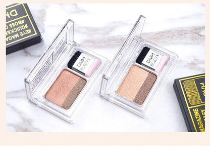 Two-color Matte Eye Shadow Double Small Box Lazy Eye Shadow  Easy to Carry Eyeshadow Tray Professional Women's Cosmetics