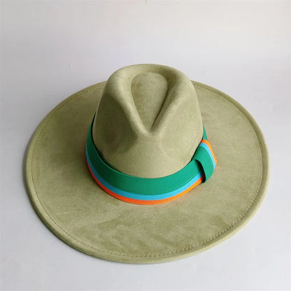 Grayish Brown Suede Hat Wide Brim 2026 NEW Fedora Hat Men Women Autumn Winter Felt Hats Classic Church Fedoras Chapeau...