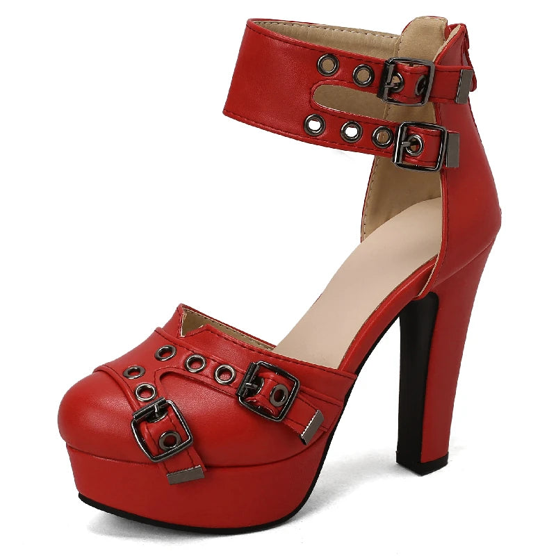 Red Platform High Heels Women's Sandals Summer Shoes 2025 Strap Black White Pumps Wedding Dance Party Shoes Large Size 50