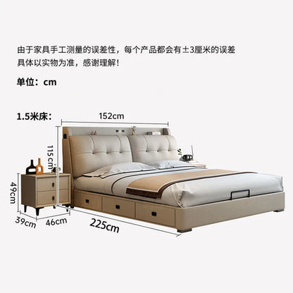 Double 1.8m Beds Storage Headboard Upholstery Minimalist Drawers Beds Frames Multifunctional Muebles Para El Hogar Furniture