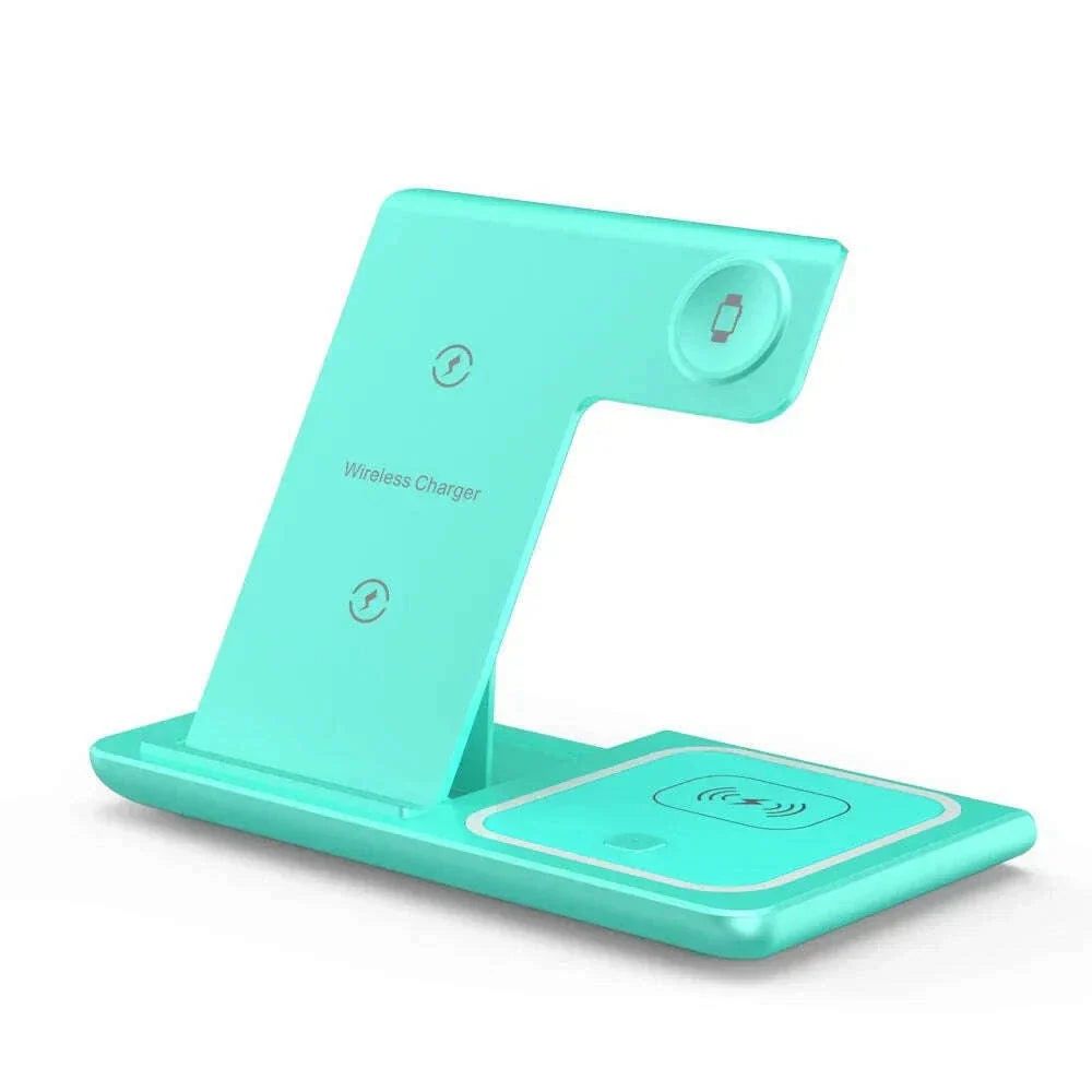 Desktop 3 In 1 Wireless Charger Stand Pad Foldable Phone Fast Charging Station Holder For iPhone 16 15 14 Pro Max iWatch Airpods