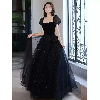 Elegant Evening Dress Long Prom Gowns High Waist Lace-up Back Party Dresses