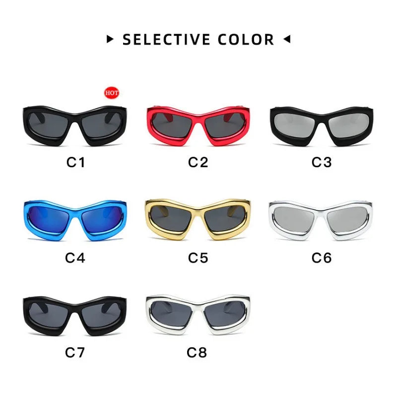New Fashion Blue Mirror Y2k Sunglasses For Women Vintage Oversized Cat Eye Sun Glasses Men Hip Hop Punk Eyewear Female...