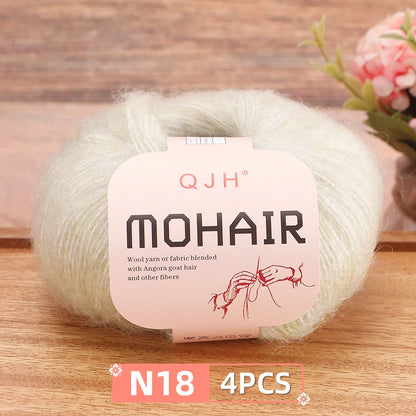 4PCS Multi Color Luxury Mohair Yarn for DIY Knitting & Crochet - Weave Scarves, Shawls,Sweaters,Hats,Shoes...