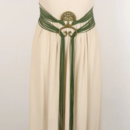 Nordic Witch Style Knotted Rope Waist Belt, Medieval Long Knot Ring Belt for Women, Viking Revival Era Costume Accessory