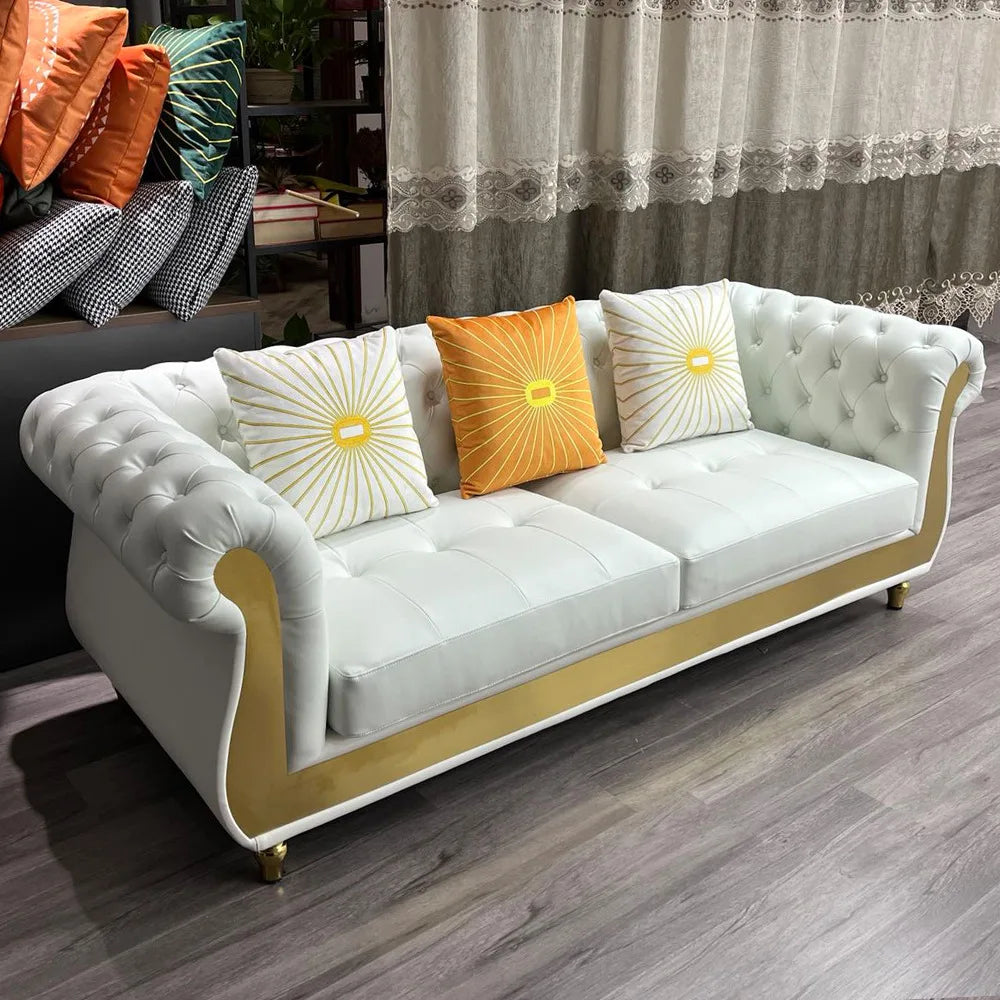 Nordic American simple small apartment leather sofa, post-modern high-end atmosphere living room furniture combination leather s