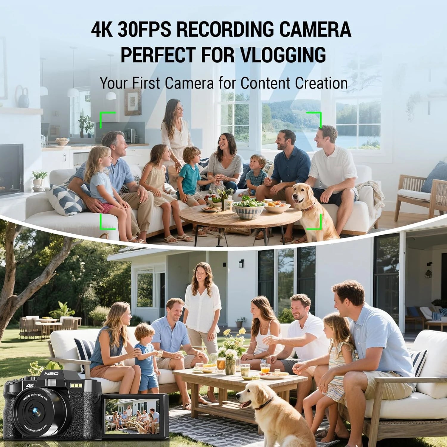 NBD Compact Digital Photography Camera4K Wireless Network Camera Retro Vlog Recorder YouTube 48MP Camera 3"flip Screen - Kimlud