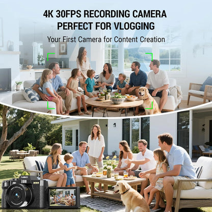 NBD Compact Digital Photography Camera4K Wireless Network Camera Retro Vlog Recorder YouTube 48MP Camera 3"flip Screen - Kimlud