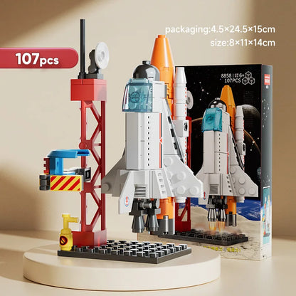 ToylinX Launch Center Lunar Lander Model Building Blocks Spaceship Spaceport Figure Shuttle Rocket Bricks Construction toys