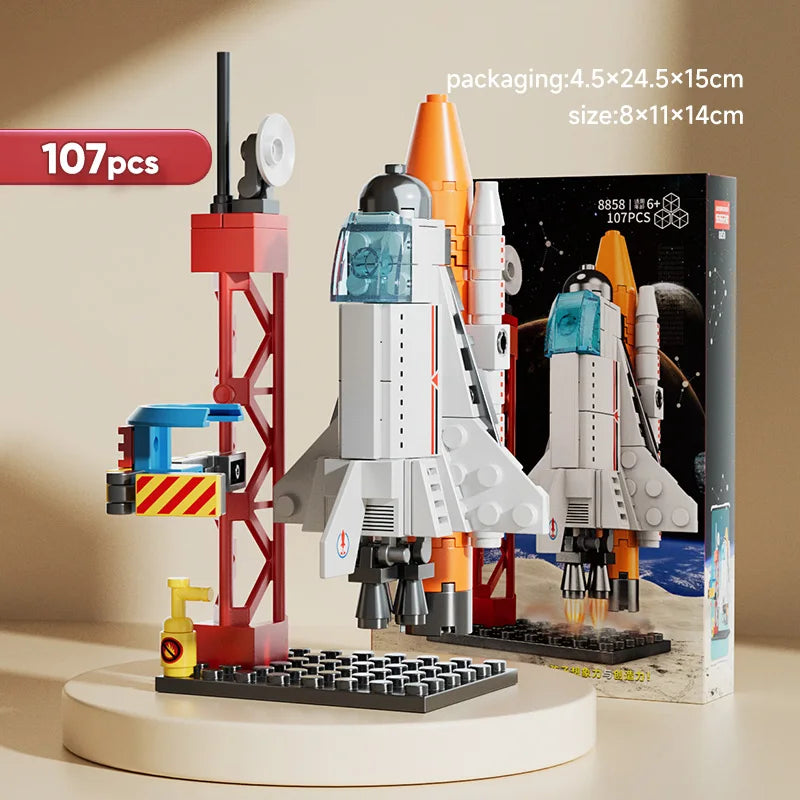 ToylinX Launch Center Lunar Lander Model Building Blocks Spaceship Spaceport Figure Shuttle Rocket Bricks Construction toys