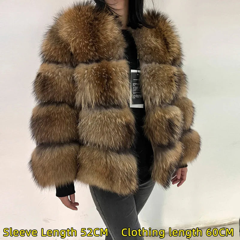 2024 maomaokong Super Hot Winter Women Luxury Thick Real Raccoon Fur Coat Natural Fox Fur Jacket Plus Size Jackets Female Vest