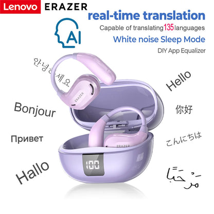 ERAZER XT66PRO Bluetooth Earphones ASMR Headsets DIY APP AI Translator Earbuds Wireless Headphones 13 Hours long life Display - Kimlud