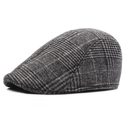 Men's Cotton Plaid Berets Caps for Men Women Middle-Aged Autumn Winter Hats Boina Herringbone Newsboy Baker Tweed Boy Hat