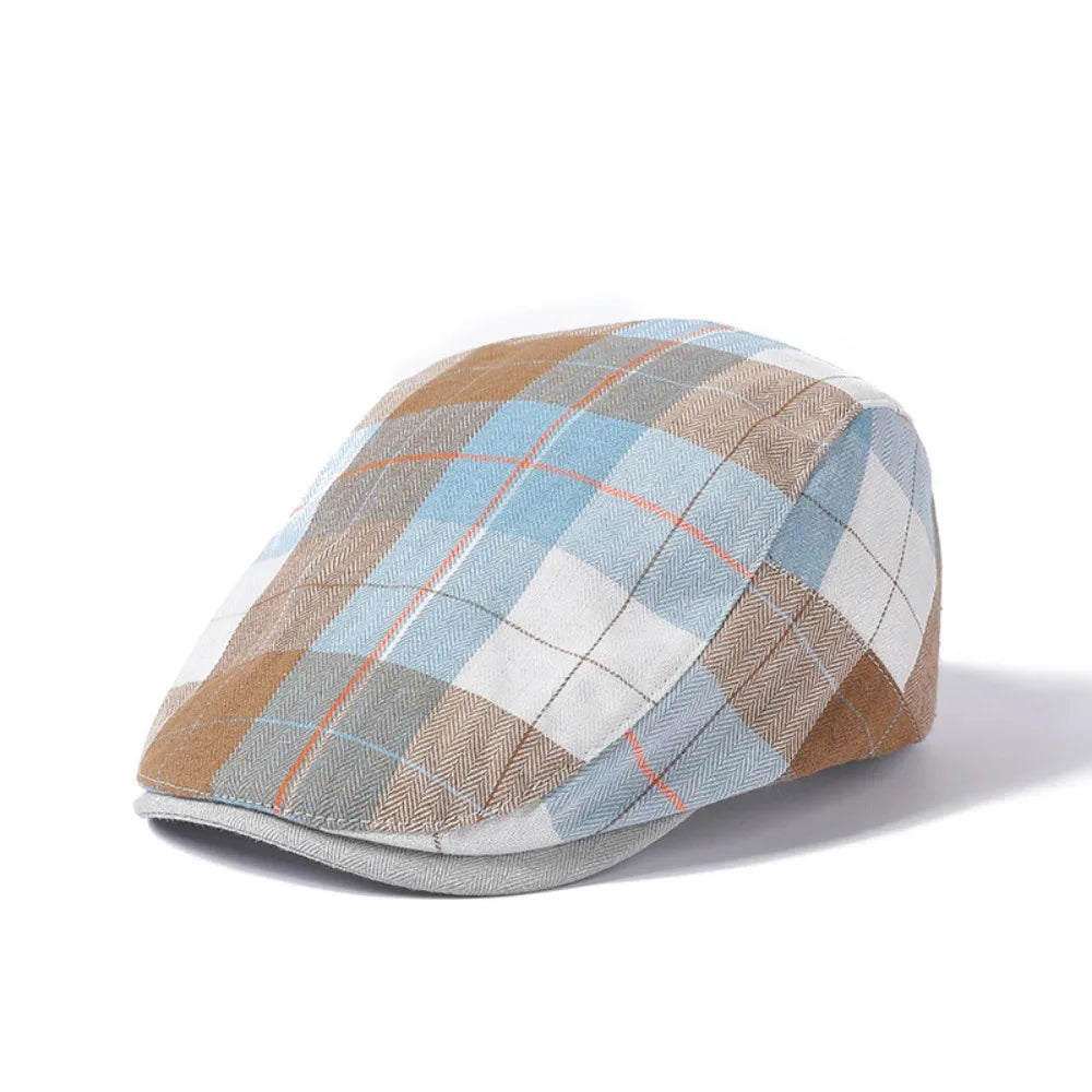 Retro Y2k Plaid Dot Beret Colorful Checkered Pattern Newsboy Cap Visor Fashion Forward Cap Orward Hat