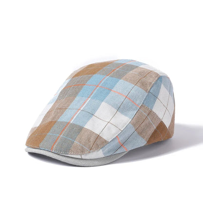 Retro Y2k Plaid Dot Beret Colorful Checkered Pattern Newsboy Cap Visor Fashion Forward Cap Orward Hat