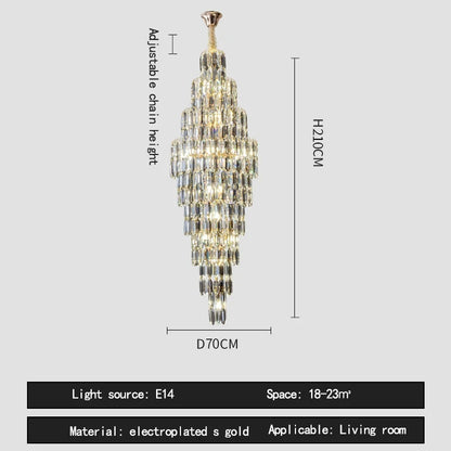 Duplex Building Chandelier Villa Living Room Crystal Lamp Hotel Luxury Chandelier High-end Spiral Staircase Long Chandelier