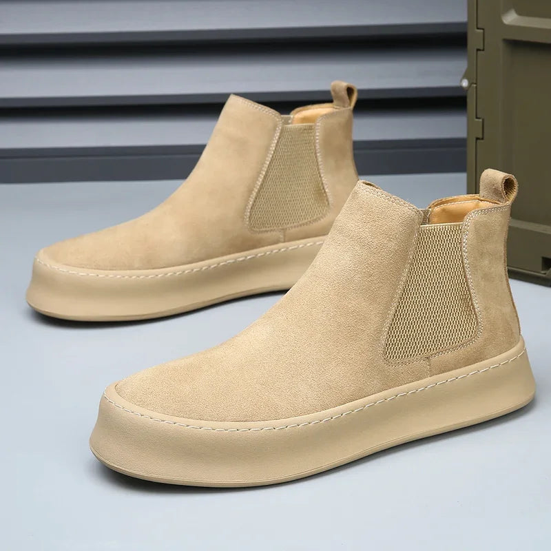 Luxury Slip on Safety Comfort Shoes Man Outdoors Chelsea Boot Leather Fashion Walking Shoes Men Autumn New Men's Boots