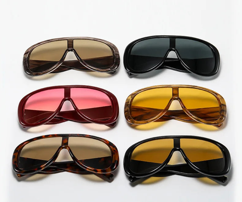 Oversized One Piece Large Frame Y2K Cat Eye Sunglasses for Women Men Retro Square Gradient Sun Glasses UV400 Decoration Shades