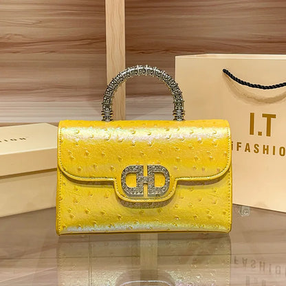 New ostrich pattern underarm handbag for ladies, light luxury diamond-encrusted, elegant single-shoulder crossbody bag |...