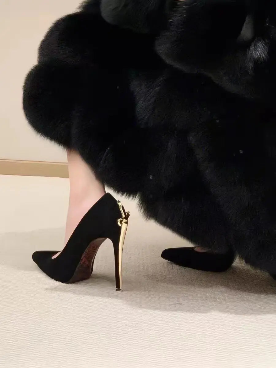 European style 2026 new model pointed-toe low-heeled high-heel women's fashionable and sexy thin-soled shoes - Kimlud