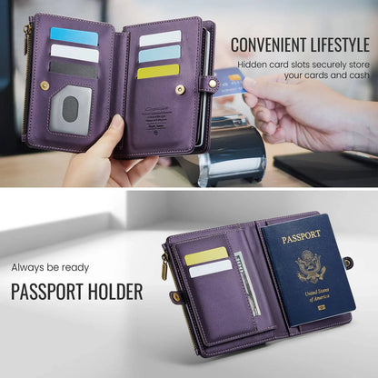 Passport Holder for Travel, Passport Case Wallet With Strap Wristlet and Zipper Wallet for Men Women Gold | Kimlud Mid...