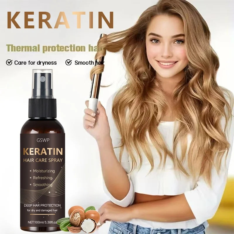 GSWP Keratin Hair Spray contains castor oil and argan oil, quickly absorbed, moisturize hair, leave it non-greasy.100ml - Kimlud