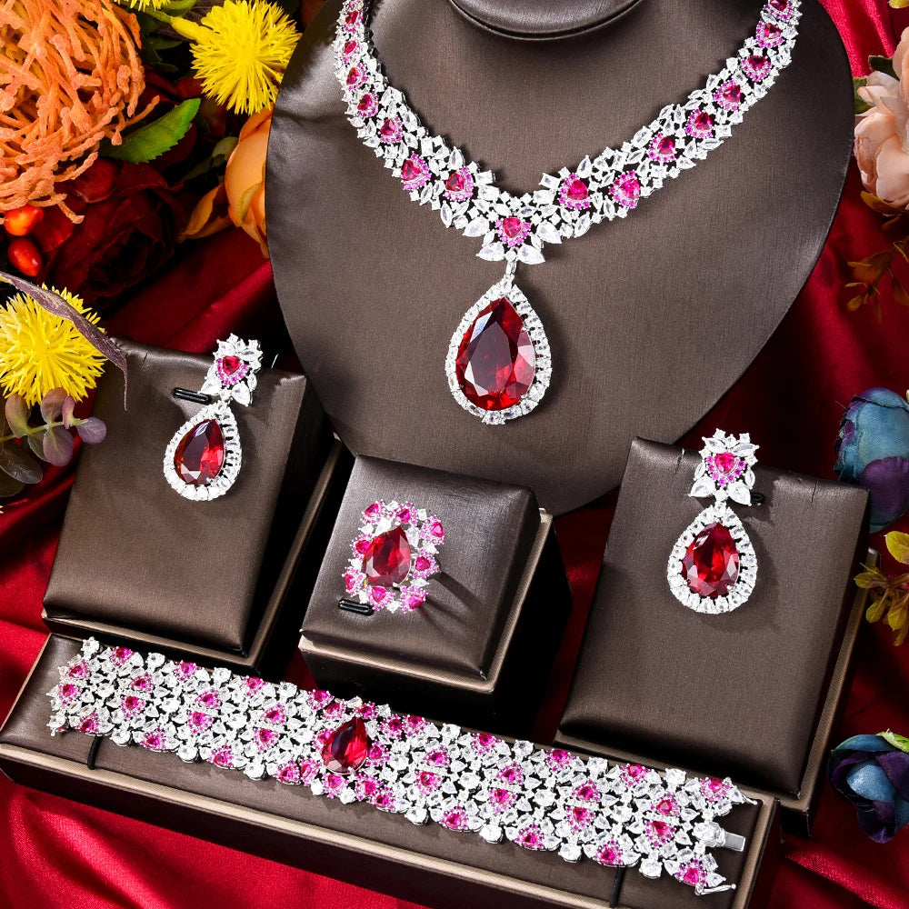 GODKI Famous Brand Turquoise Luxury African Jewelry Sets For Women Wedding Party Zircon Crystal Dubai Bridal Jewelry Set Gift